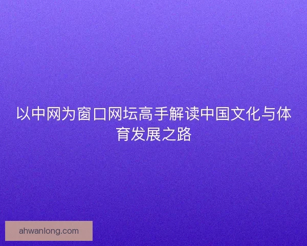 以中网为窗口网坛高手解读中国文化与体育发展之路