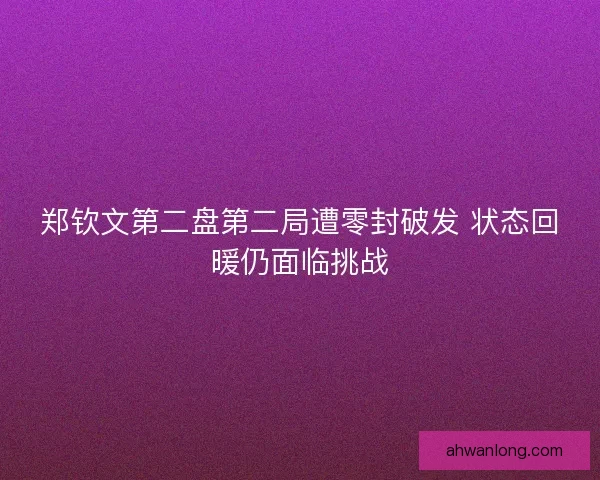 郑钦文第二盘第二局遭零封破发 状态回暖仍面临挑战